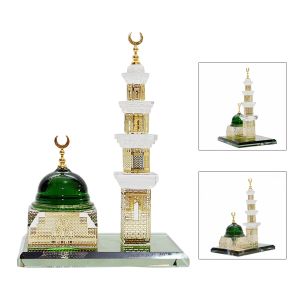 Miniatures Muslim Mosque Statue Decor Crystal Gilded Architecture Miniature Model Islamic Home Table Decor Islamic Architecture Souvenir