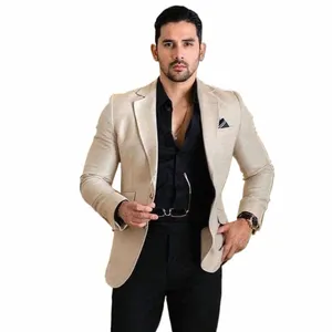 Blazer masculino sarja único breasted casual blazers para homem de luxo conjunto masculino roupas casaco masculino roupas palco elegante homem terno h4c6 #