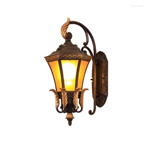 Vägglampor retro utomhus ljus Europa villa sconce lampa e27 vattentät yttre trädgårdsdörr svart brons vintage veranda