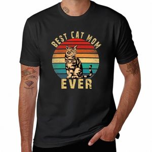 En iyi kedi anne şimdiye kadar tişört sade erkek beyazlar için egzersiz gömlekler n2ev#