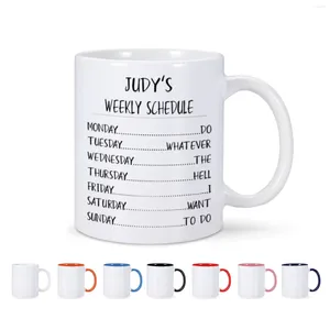 Canecas Engraçado Agenda Semanal Caneca de Cerâmica Nome Personalizado Água Chá Leite Copo Drinkware para Mulher Homem Amigo Família Criança Presente Personalizado