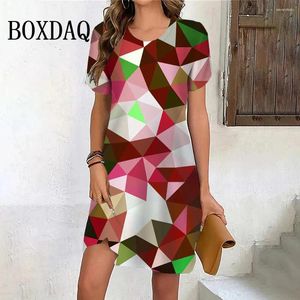 Abiti casual Geometria tridimensionale Grafica 3D Abito da donna Moda estiva Street Manica corta Abiti larghi taglie forti