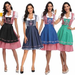 size S-2XL Women Bavaria Oktoberfest Beer Costume Dirndl Beer Girl Dr Wench Maid Dr Apr Outfit Halen Fancy Dr h3NS#