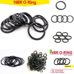 2024 50Pcs NBR O Ring Seal Gasket Thickness CS 1 2 3 4Mm OD 5~80Mm Nitrile Butadiene Rubber Spacer Oil Resistance Washer Round Shape Wholesale