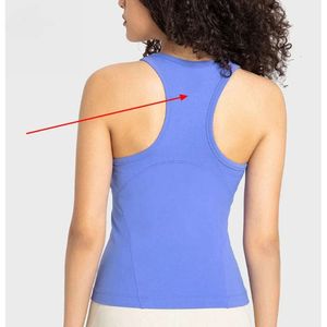 Lu Align Shirts Summer Tee Sports Women's Yoga T-Shirt Aio Fitness Yoga Vest High Elastic Nude Feeling Fabric I-Type Back Long Running Sports Tank Top Lemon Sports 2024