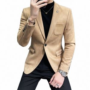 Deersskin läderjacka blazer män casual smal fit blazer hombre kostym skinnjacka män terno masculino män kläder 6 färg l1da#