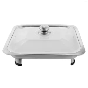 Тарелки с крышкой Обеденная тарелка из нержавеющей стали Сковорода Прямоугольный поднос для шведского стола Пластиковый плоский