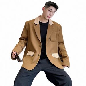 Luzhen 2024 elegante design de emenda blazer casaco masculino fi volta cruz cinta na moda primavera terno jaqueta roupas coreanas lz1818 n1m8 #