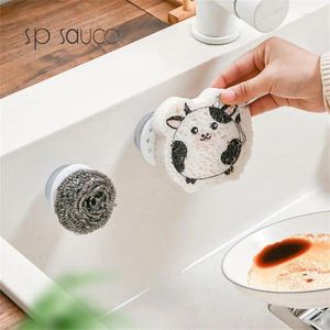 Kitchen Storage Hook Up Practical Durable Simple Safety Comfortable Household Scouring Pad Wear-resistant Convenient Sucker Portable