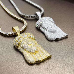 Manufacturer Hip Hop Jewelry Jesus Head Pendant With Tennis Chain Custom Sterling Sier Vvsmoissanite Stone