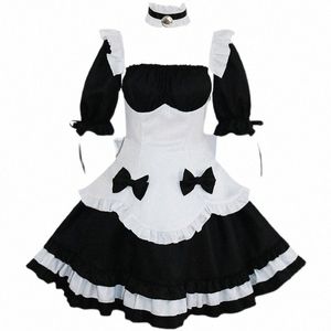 sexy Black and White Lolita Maid Dr with Bow Women Japanese Quadratic Element Anime Uniform Cosplay Bunny Skirt Kawaii Suit 546J#