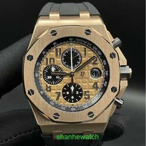 Orologio da polso Pilot AP Epic Royal Oak Offshore Series 26470OR Quadrante in oro rosa con cintura in coccodrillo Orologio da uomo sportivo per il tempo libero e il tempo libero