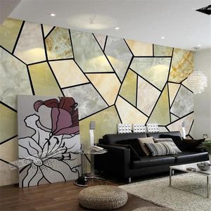 Wallpapers Wellyu Custom Wallpaper Minimalist Geometric Lines Modern Marble TV Backdrop Po Papel Pared