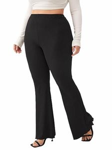 spring and summer new women plus-size busin tooling style style dra design solid color bell bottoms and pants 53UQ#