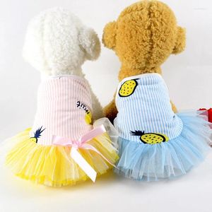 Vestuário para cães Vestido de verão para animais de estimação Roupas Padrão de frutas Vestidos de algodão Bonito Calças fisiológicas siamesas Roupas para animais de estimação S-XL