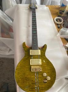 Rare Reed Smith Private Santana Green Apricot Quilted Maple Top Electric Guitar Mahogany Body Green Bids Inlay Abalone Stripes Tremolo Bridge Gold Hardware