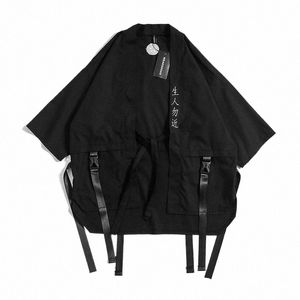 harajuku Open Stitch Kimo Jackets Men Hip Hop Thin Coat Ribb Streetwear Male 2024 Fi Autumn Mens Loose Jacket D5c9#