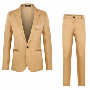 Erkekler Busin Blazer İnce Fit Balo Düğün Partisi Dr Single Breaded Pop Butt Casual Suit Ceket Bahar Sonbahar Groomsman Smokin 45va#