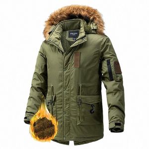 Kış Polar Parkas Erkekler Su Geçirmez Kapşonlu Kürk Yaka Parka Ceketleri Erkek Askeri Fi Sıradan Sıcak Kalın Rüzgar Derbakları A0RB#