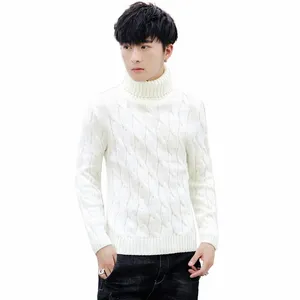 men Winter Warm Turtleneck Knitted Sweaters Male Vintage Pull Homme Casual Pullover Geometric Pattern Cott Coat b6AM#