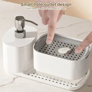 Liquid Soap Dispenser With Sponge Holder Base Refillable Container Kit Hand Sanitizer Dispensing Box For Home Bathroom Kitchen