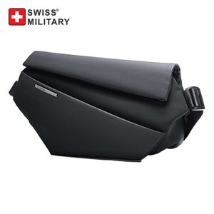 스위스 군사 새로운 크로스 바디 패션 남자의 검은 방수 가슴 메신저 미니멀리스트 슬링 숄더 가방 멋진 가방