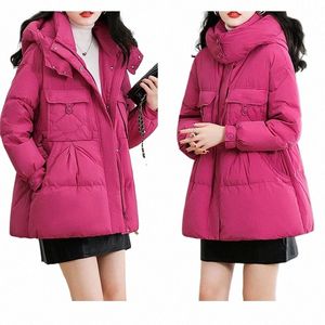 Inverno com capuz comprimento médio puffer casaco feminino jaquetas neve wear casaco engrossar quente novo solto com capuz chaqueta b05 42hY #