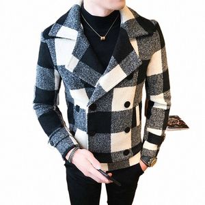 4xl 5XL Marke Kleidung Männer Hohe Qualität Freizeit Plaid Woolen Tuch Jacken/Männlichen Slim Fit Winter Warm Halten Woolen tuch Mäntel 1630#