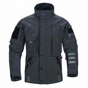 Giubbotti tattici soft Shell Uomo Giacca da moto tascabile multifunzionale impermeabile Resistente all'usura Capispalla da combattimento Maschio Nero Nuovo a3YA #