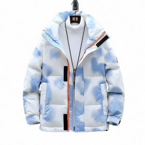 2023 Men's New Stand Collar Printing down Jacket Youth Handsome Light Thin and Loose Thickened Warm down Jacket G56k#