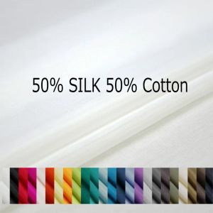 Fabric 1 meter 50% Mulberry Silk 50% Cotton 9 momme Lining Fabric solid colors 140 55" wide by the yard