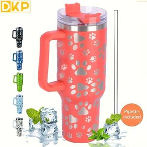 40 oz Yalıtımlı Tumbler Sap Saman Kapağı Lazer Kedi Palm Desen Paslanmaz Çelik Araba Su Kupası Açık Hava Sporları, Seyahat Kampı - Erkek Kadınlar İçin Mükemmel Hediye