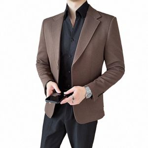 2023 outono blazers homens waffle sólido casual busin terno jaqueta magro streetwear social casamento noivo blazer masculino vendas quentes q0gE #