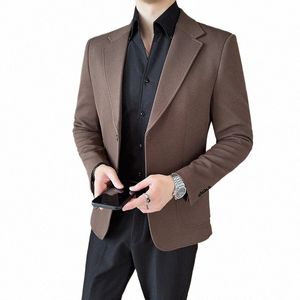 2023 Autunno Blazer da uomo Waffle Solid Casual Busin Giacca slim Streetwear Social Wedding Groom Blazer Masculino Vendite calde Q0gE #