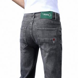 Four Seas Classic Brand Мужские джинсы Regular Fit Прямые брюки для мужчин Высококачественные эластичные джинсовые брюки большого размера m39B #