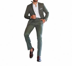 traje verde oliva para hombre, esmoquin ajustado para boda, ropa Formal persalizada, chaqueta y pantales, novedad de 2023, 2 piezas v06d#