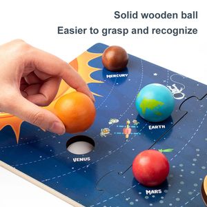 Träplaneter Toys Montessori Toys Cognitive Universe Toys Creative Design Custom Planets Jigsaw Puzzle No Toxic For Boys Girls 240318