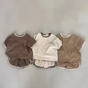 Kläderuppsättningar 2024 Summer Baby Short Sleeve Set Infant Spädbarn Girl T Shirts Shorts Cotton Bortable 2st Suit Smittbarn Casual Loose Outfits