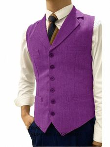 Mäns väster retro brittisk stil Herringbe Slim Fit Outwear ärm Steampunk Tuxedo Waistcoat Lapel Men's Suit Vest G4V9#