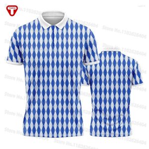 Polo da uomo Trendy Diamond Grid Shirt Uomo Colletto a maniche corte Donna Tessuto traspirante in mesh di alta qualità T-shirt stampata in 3D Business