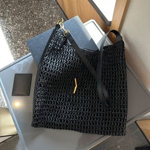 Designers Womens Woven Shopping Large Capacity Crochet Tote Bag Designer Women Shoulder Bags Handbag Grass Woven Hollow Bag Gold Hardware Letter Accessories