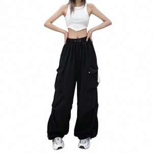 2023 mulheres casuais joggers calças de tecnologia sólida cintura baixa calças com cordão perna larga calças largas y2k streetwear oversize sweatpants b5jl #