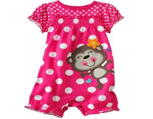 Czerwona małpa dziewczynka romper na letnie ubrania dla niemowląt 100 bawełniane burzowe kombinezony polka kropka garnitur nowonarodzony stroje 2104135836958