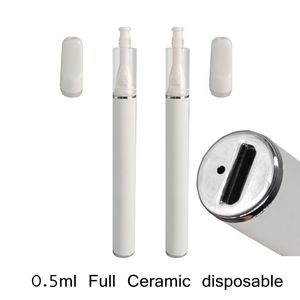 Caneta Vape descartável de cerâmica completa de 0,5ml 320mAh Bateria recarregável Venda de liquidação de fábrica Dispositivo vaporizador vazio Canetas totalmente cerâmicas