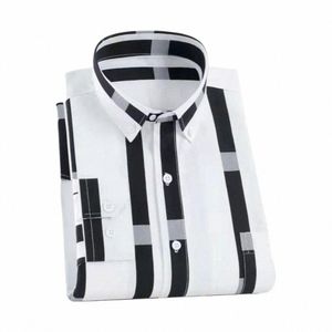 Light Busin Style Shirt Formal Busin Style Men's Striped Cardigan Shirt com Turn-down Collar Slim Fit para Mid E2UE #