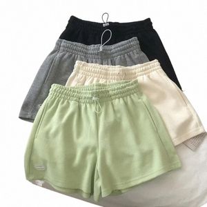 Kvinnors shorts solid stuga mysig enkel casual lös hipsters som kör andas all-match streetwear heta tonåringar breda benbottnar n4w6#