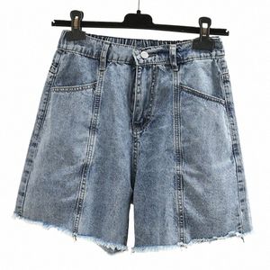 Plus Size Women Denim Shorts 2023 Summer FI raka jeans Loose Hot Pants Overdimensionerade kurvkläder J4-1048 P8AV#