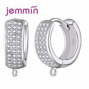 Hoop Earrings Top Quality Full Clear Rhinestone 925 Sterling Silver Women Earring Componenets For Handmade Accessory Ear Finding