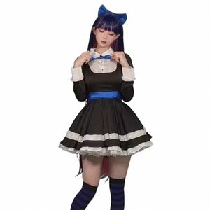 Novos produtos de alta qualidade Anime Panty Stocking com Panty Cosplay Maid Costume Girl Lolita Dr Halen Show Party Uniform t6tw #