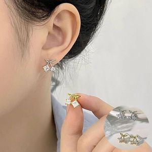 Stud Earrings 925 Sterling Silver Zircon Geometric For Women Girl Bowknot Cherry Square Design Jewelry Party Gift Drop